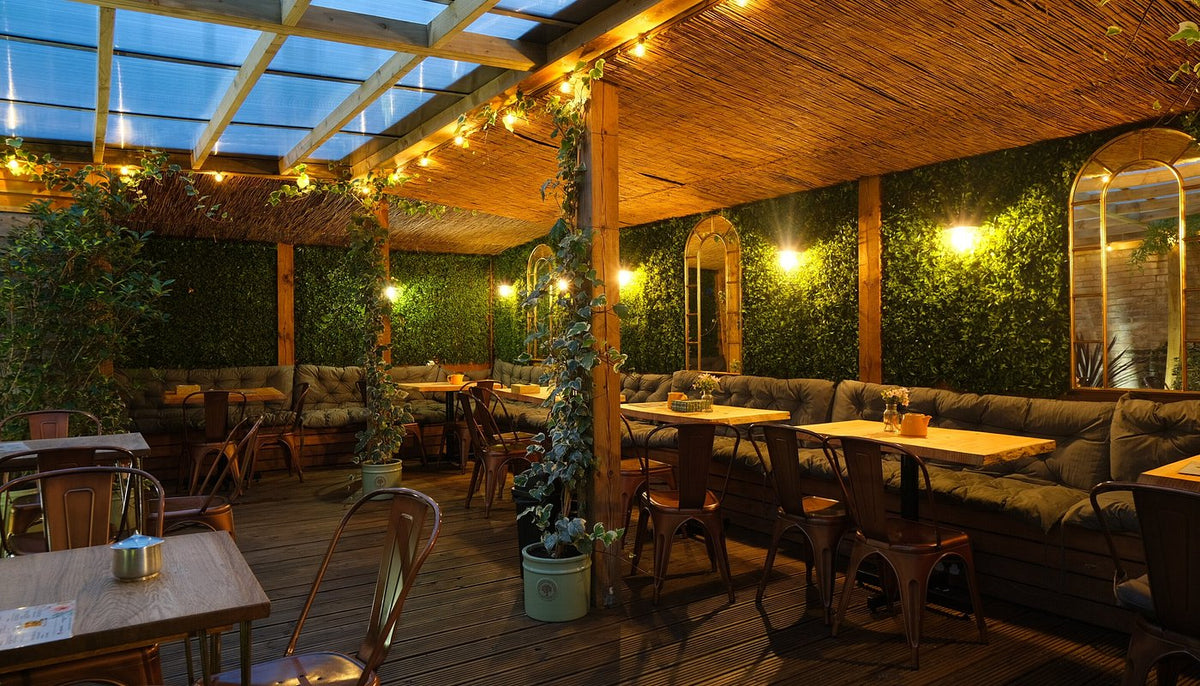 The covered garden under bamboo at Forty Eight