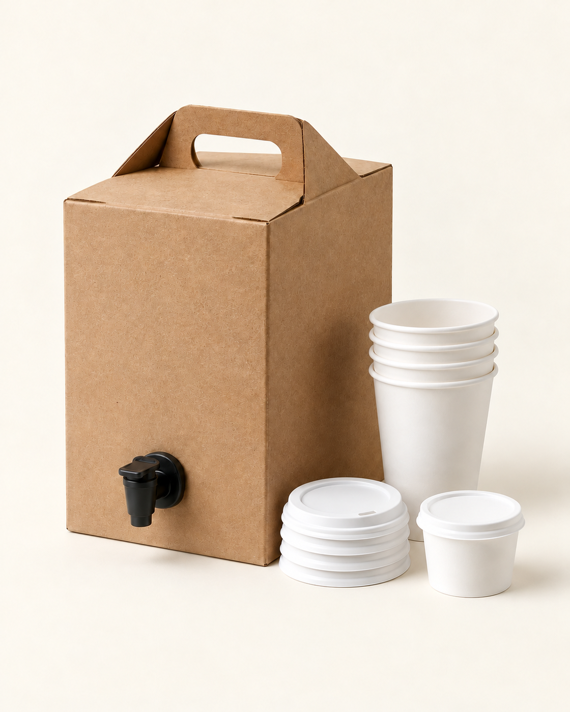 Illustrative serving suggestion: Filter Coffee Box with cups and lids.