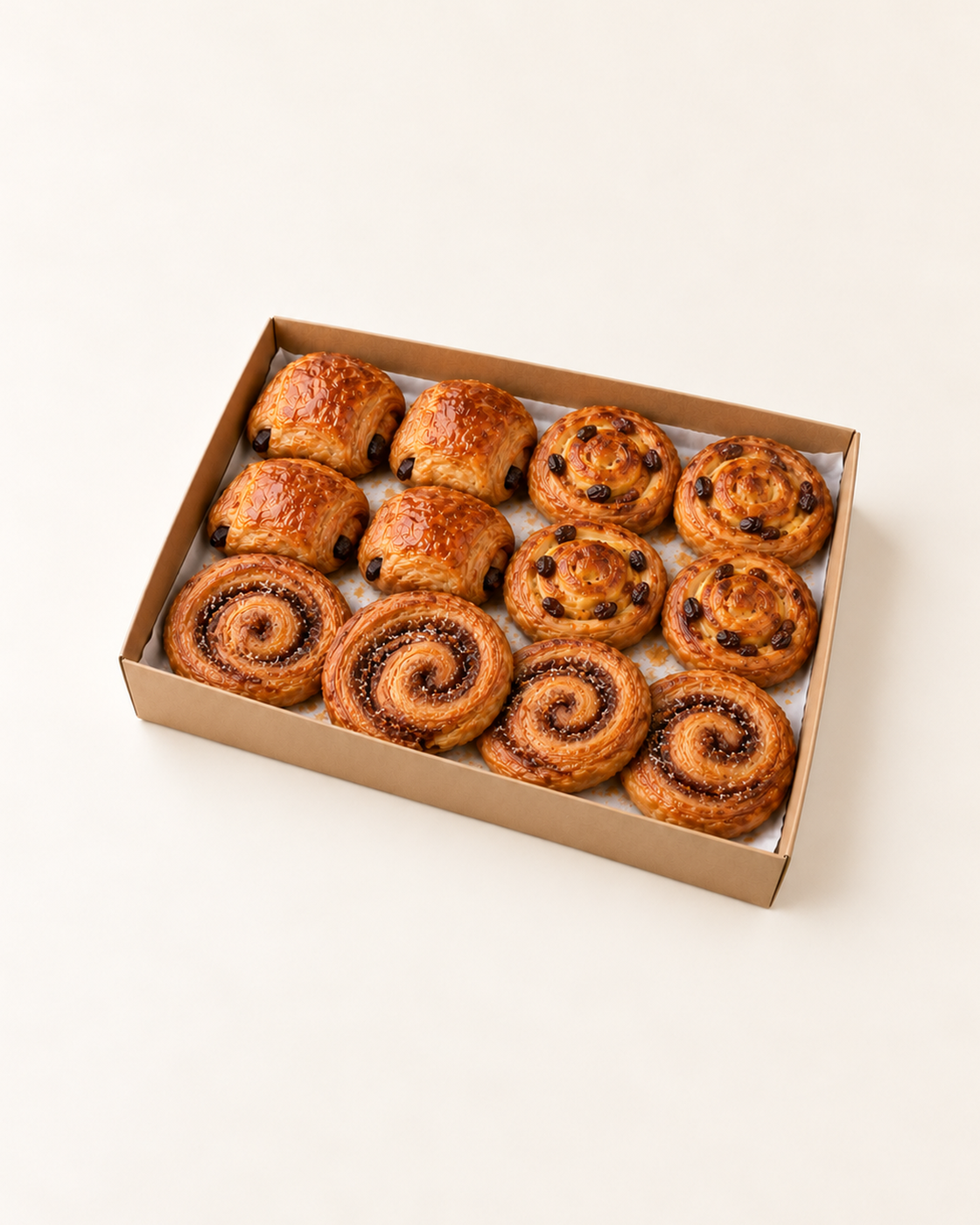Illustrative serving suggestion: Sweet Treats Box in a brown kraft catering platter.