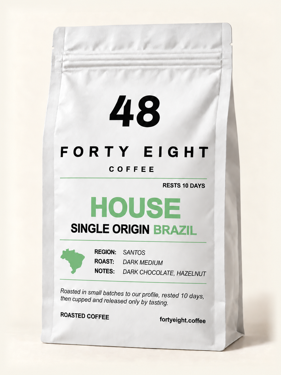 HOUSE — Brazil — matte white 250g pouch, design printed directly in black and its original accent colour